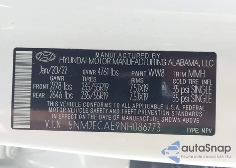 2022 Hyundai Tucson Limited из США, поврежденный, VIN 5NMJECAE9NH086773